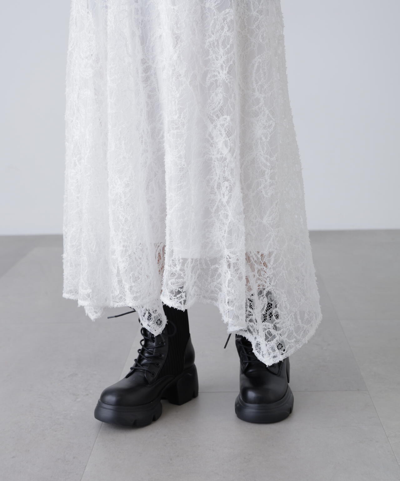 2wayモールレースパネルフレアスカート