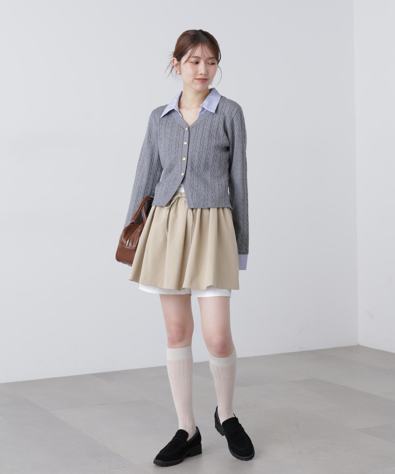 インナーパンツ付レイヤードフレアミニスカート