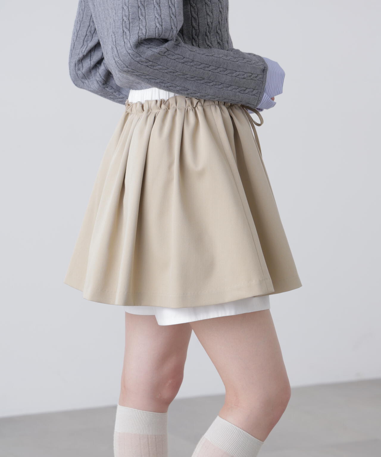 インナーパンツ付レイヤードフレアミニスカート