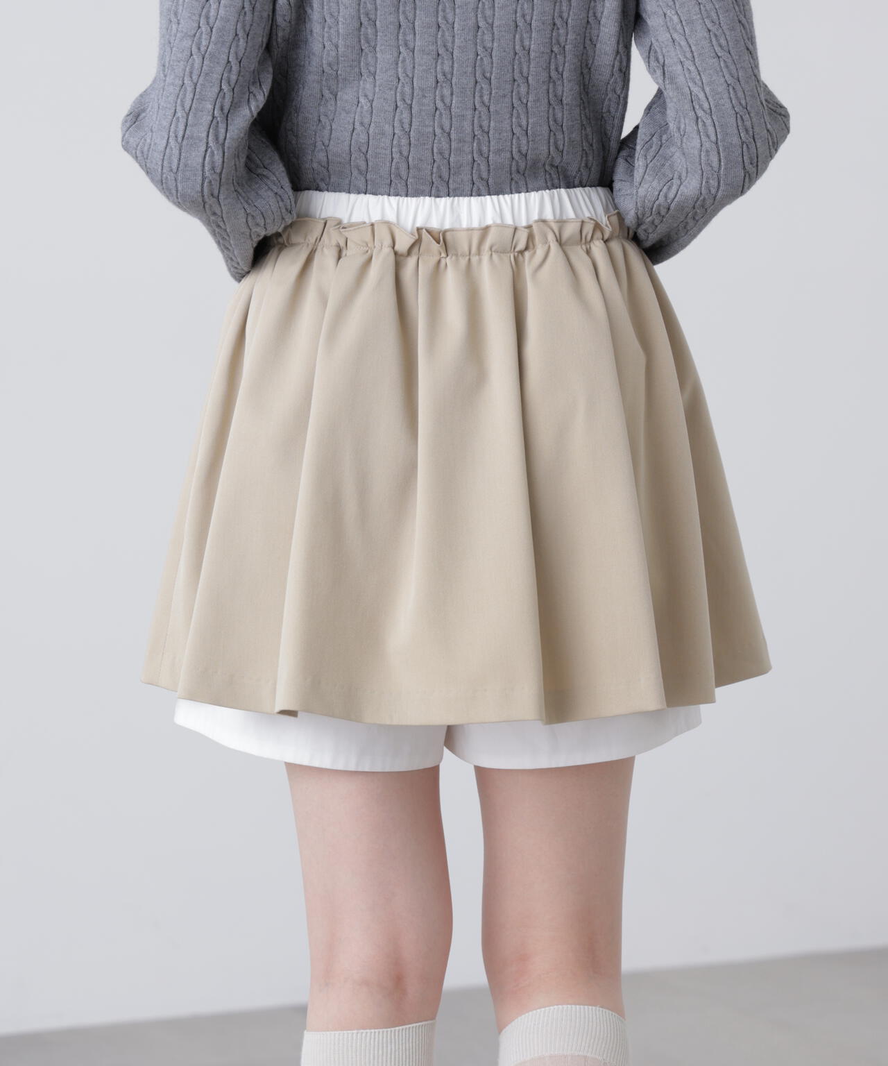 インナーパンツ付レイヤードフレアミニスカート