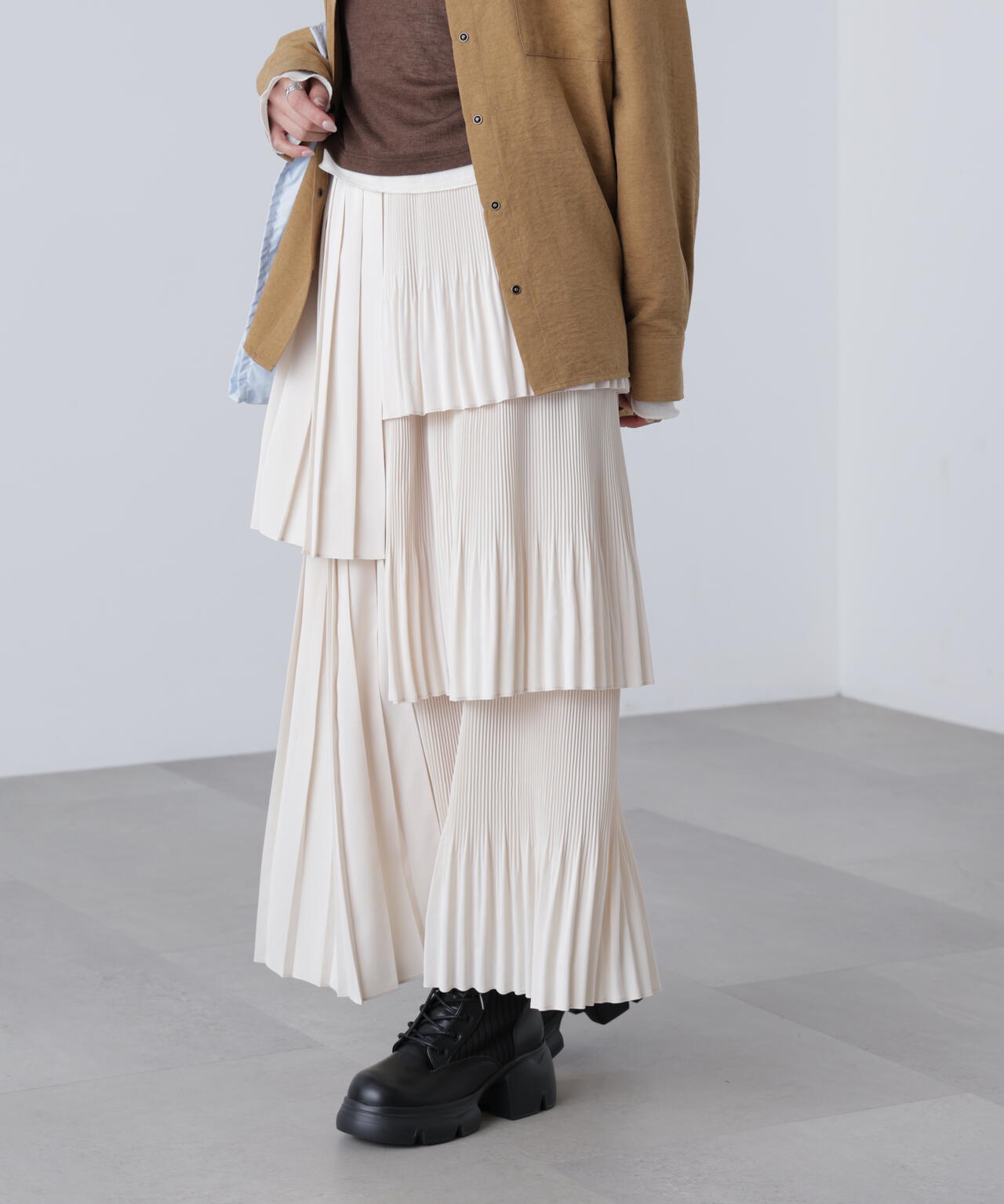 ランダムプリーツティアードスカート