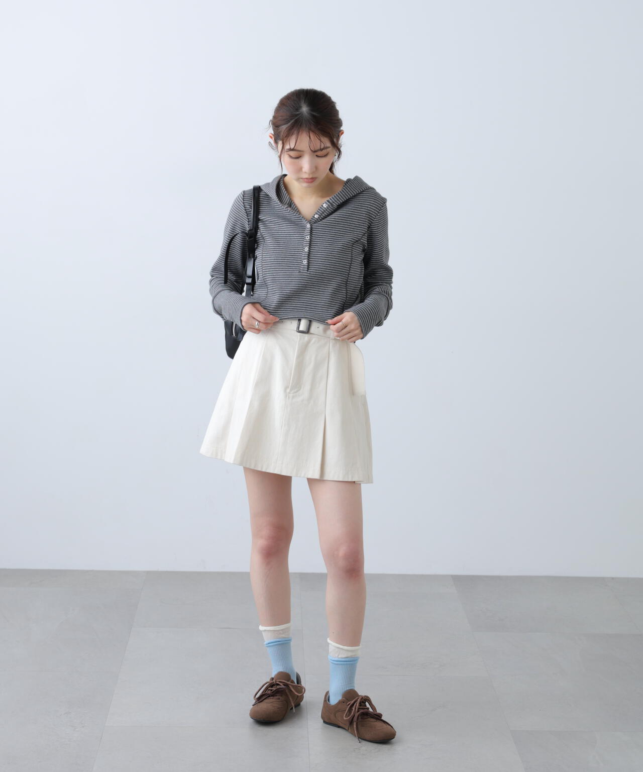 〈セットアップ対応〉ベルト付きプリーツミニスカート