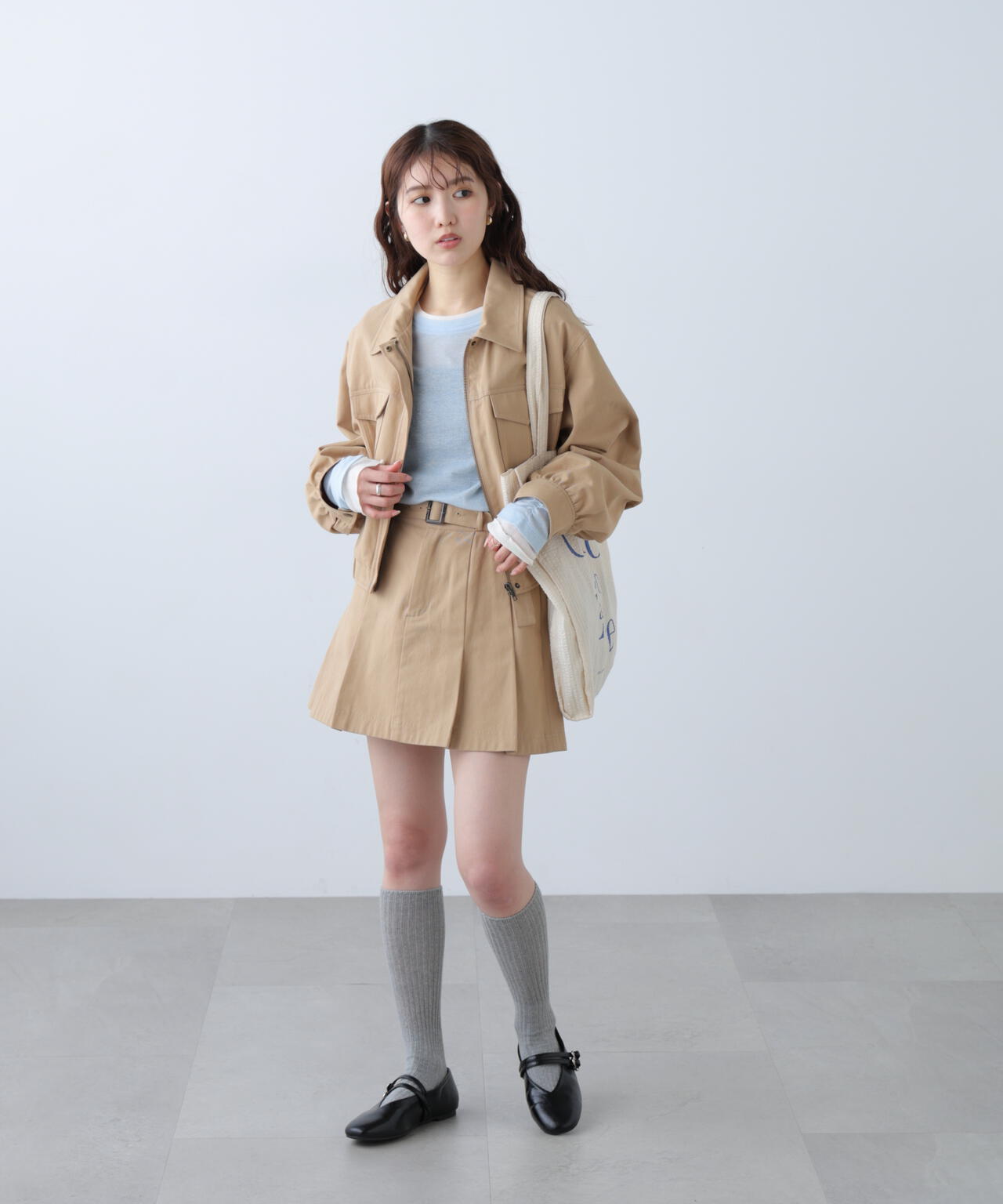 〈セットアップ対応〉ベルト付きプリーツミニスカート