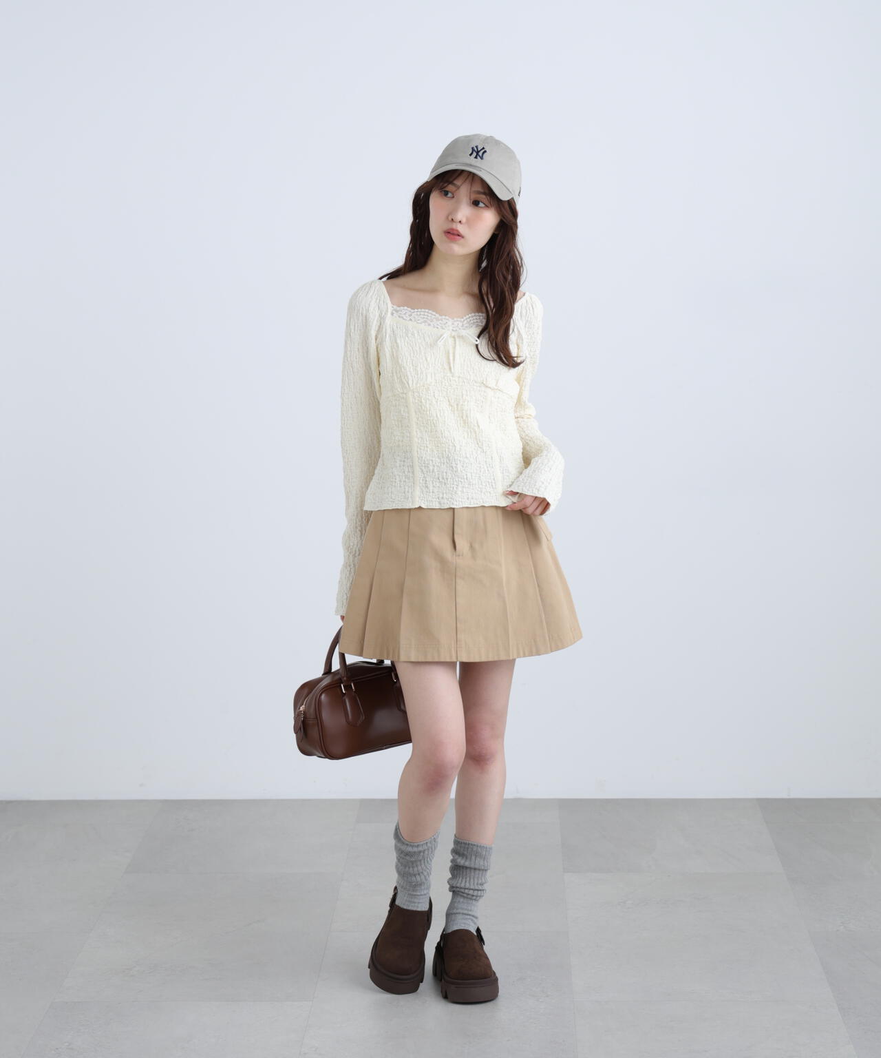 〈セットアップ対応〉ベルト付きプリーツミニスカート