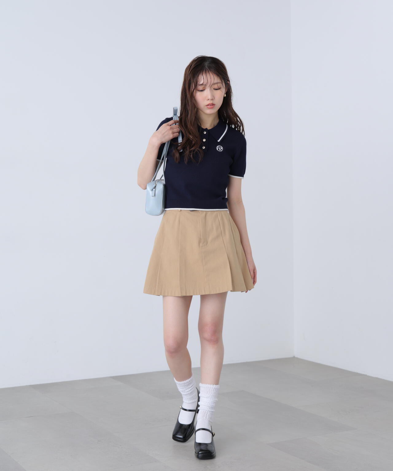 〈セットアップ対応〉ベルト付きプリーツミニスカート