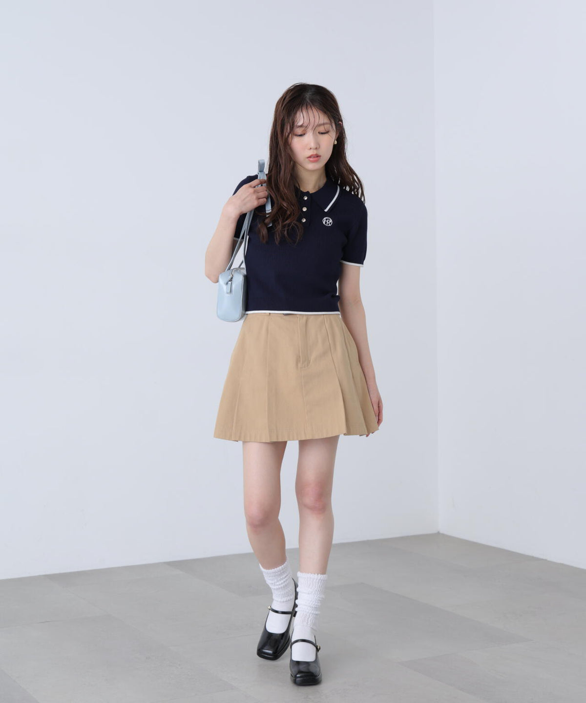 〈セットアップ対応〉ベルト付きプリーツミニスカート