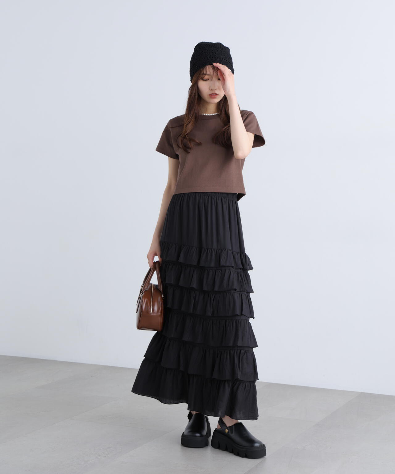 フリルティアードナロースカート