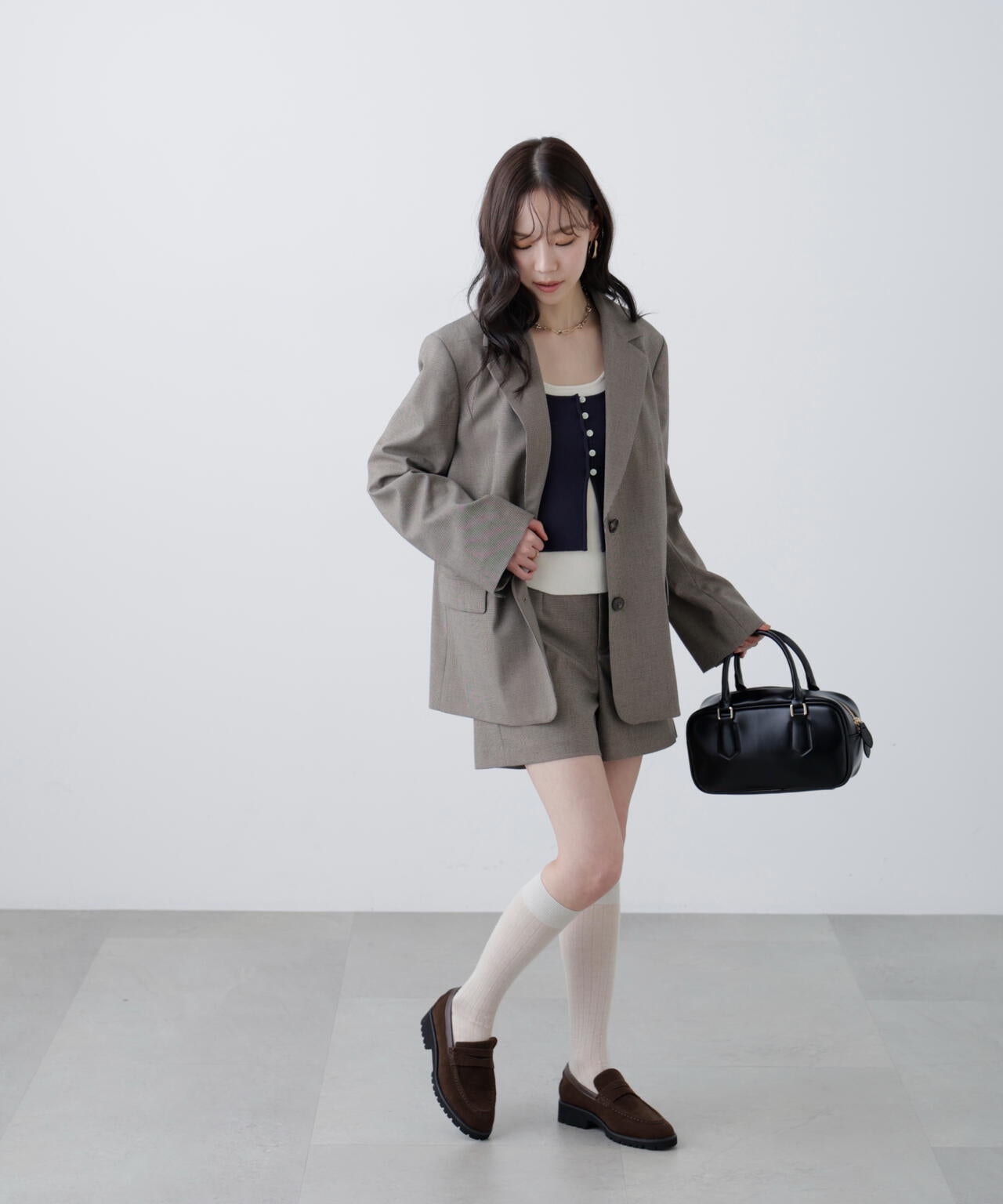 〈セットアップ対応〉ハイウエストショートパンツ