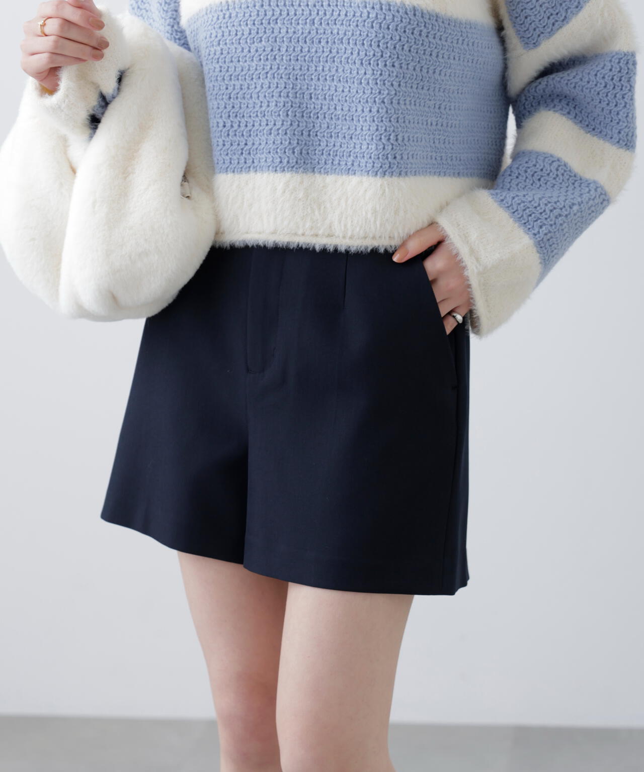〈セットアップ対応〉ハイウエストショートパンツ