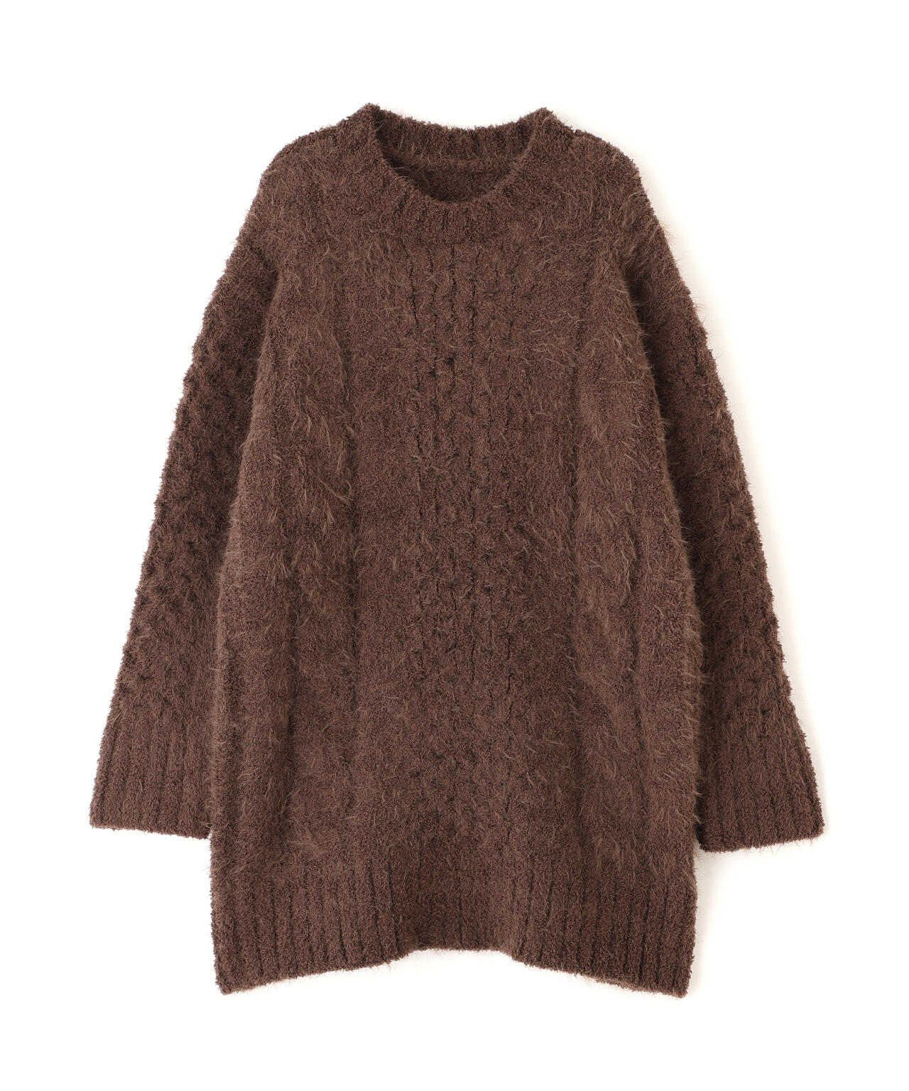 テディヤーンケーブル編みミニワンピース