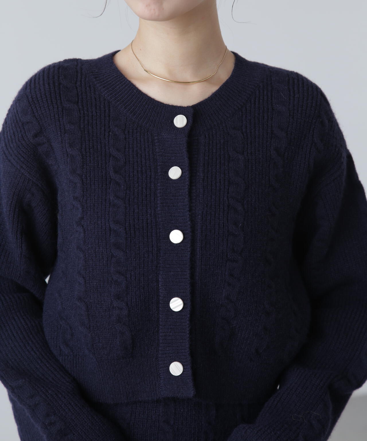 ケーブルニットカーデ×ワンピースセット