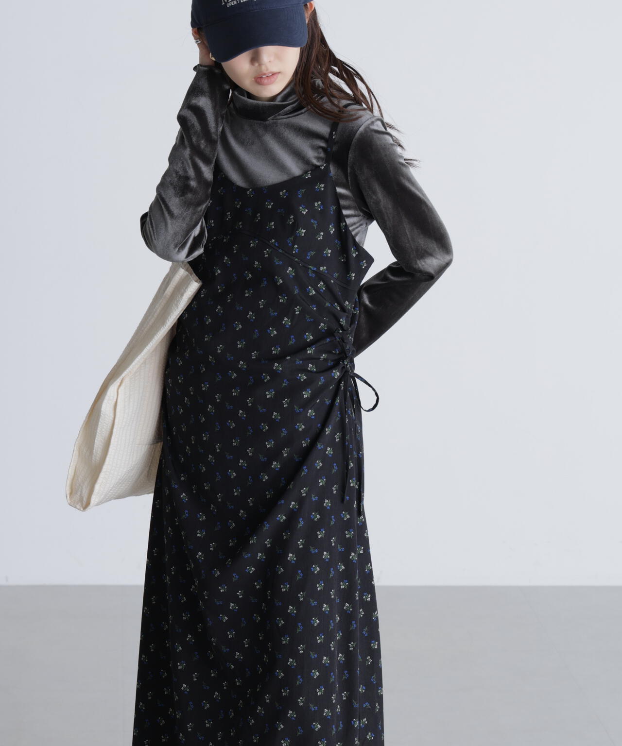 小花柄ドロストキャミワンピース