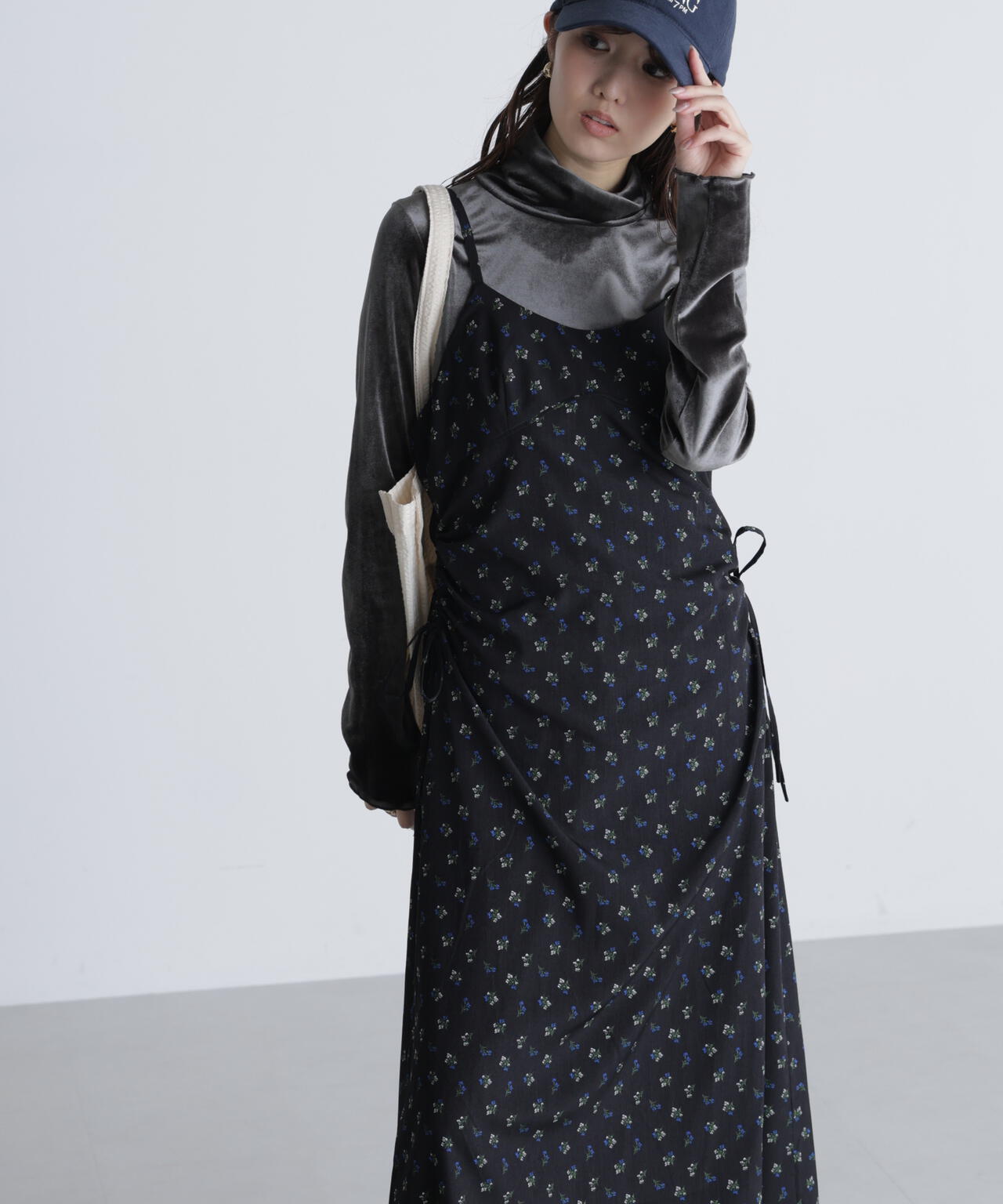 小花柄ドロストキャミワンピース