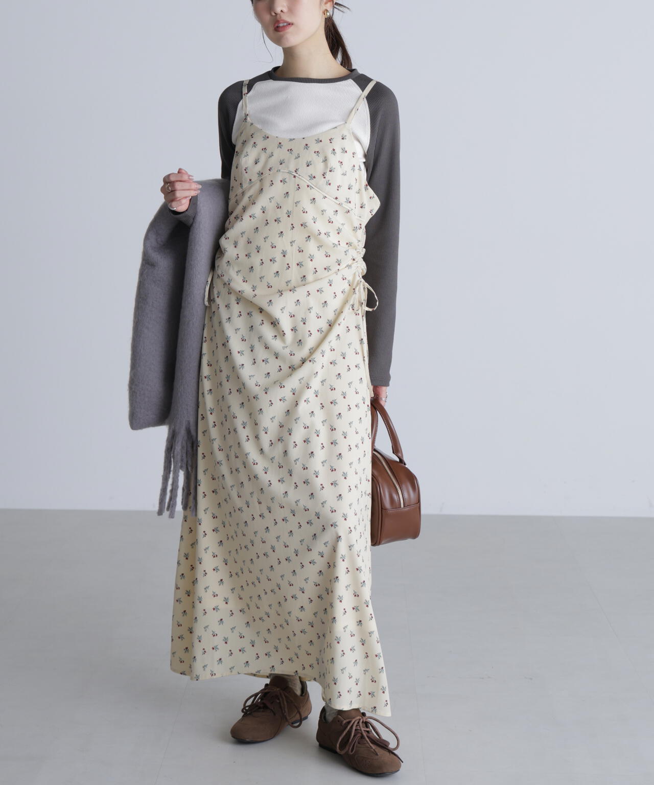 小花柄ドロストキャミワンピース