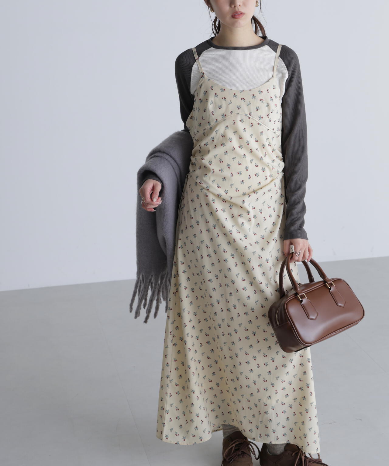 小花柄ドロストキャミワンピース