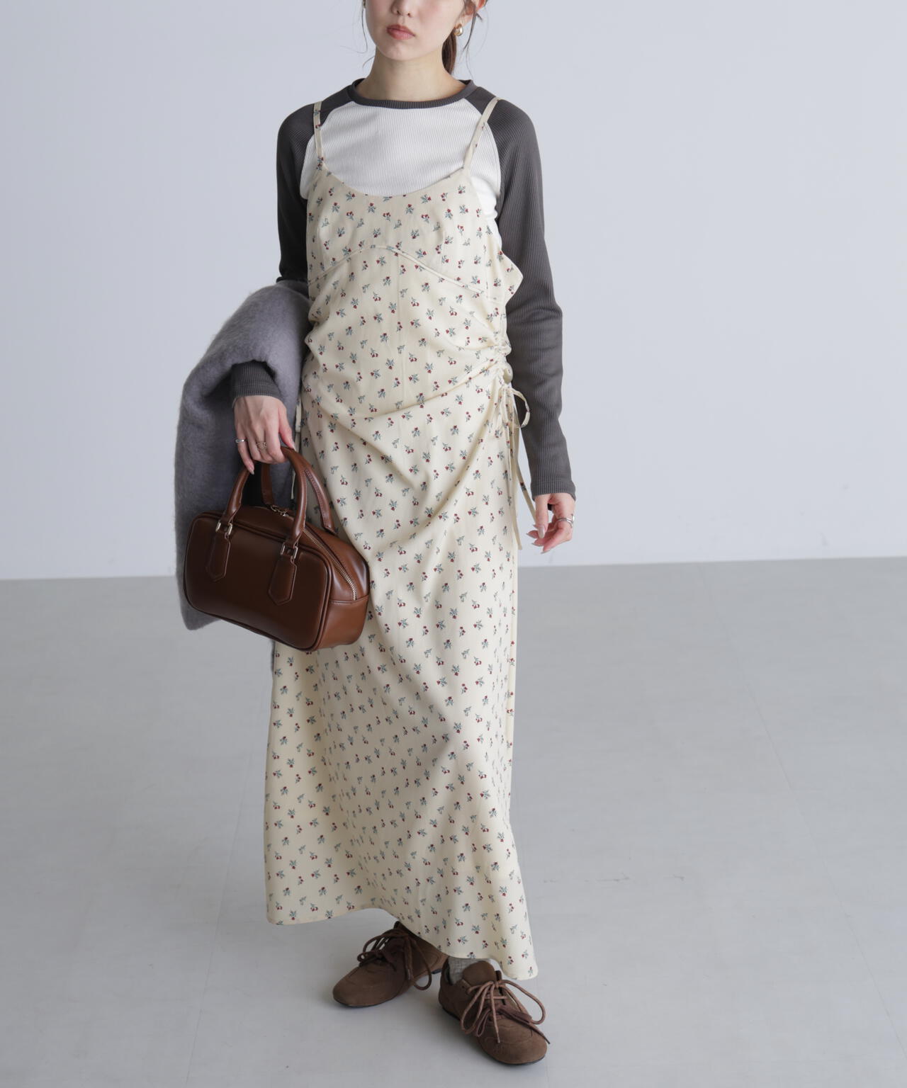 小花柄ドロストキャミワンピース