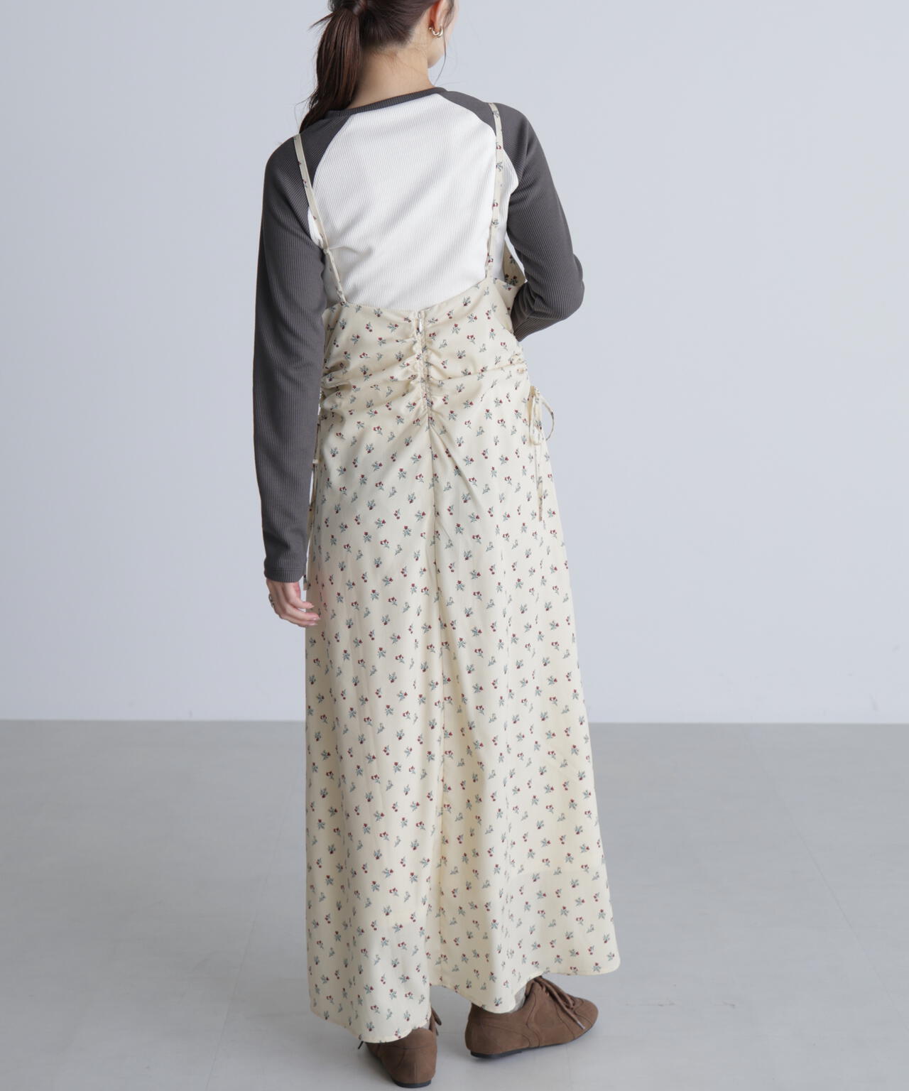 小花柄ドロストキャミワンピース