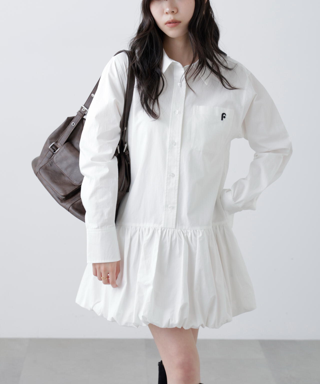 バルーンシャツミニワンピース