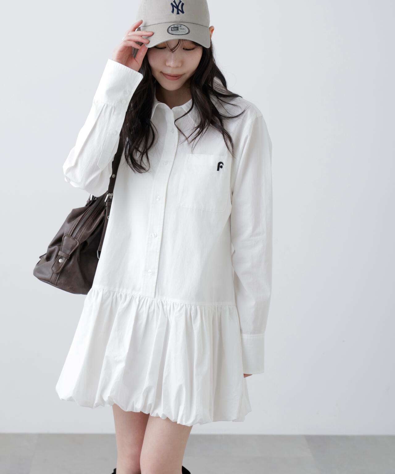 バルーンシャツミニワンピース