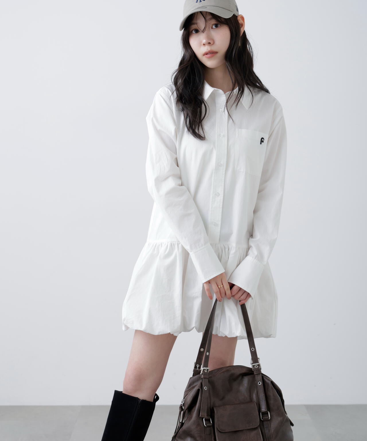 バルーンシャツミニワンピース