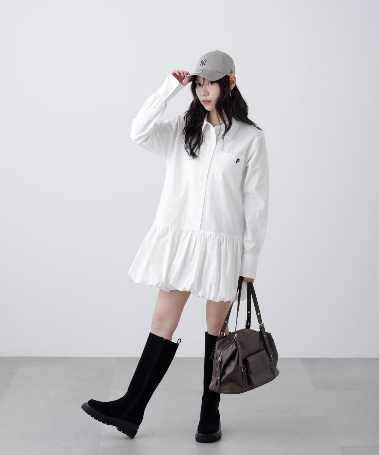 バルーンシャツミニワンピース