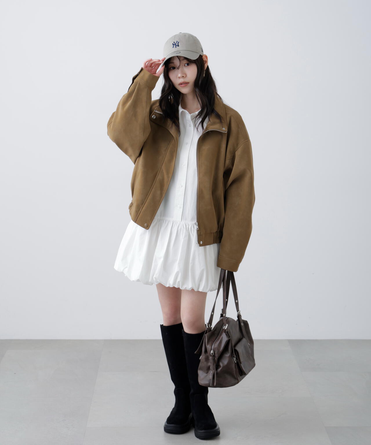 バルーンシャツミニワンピース