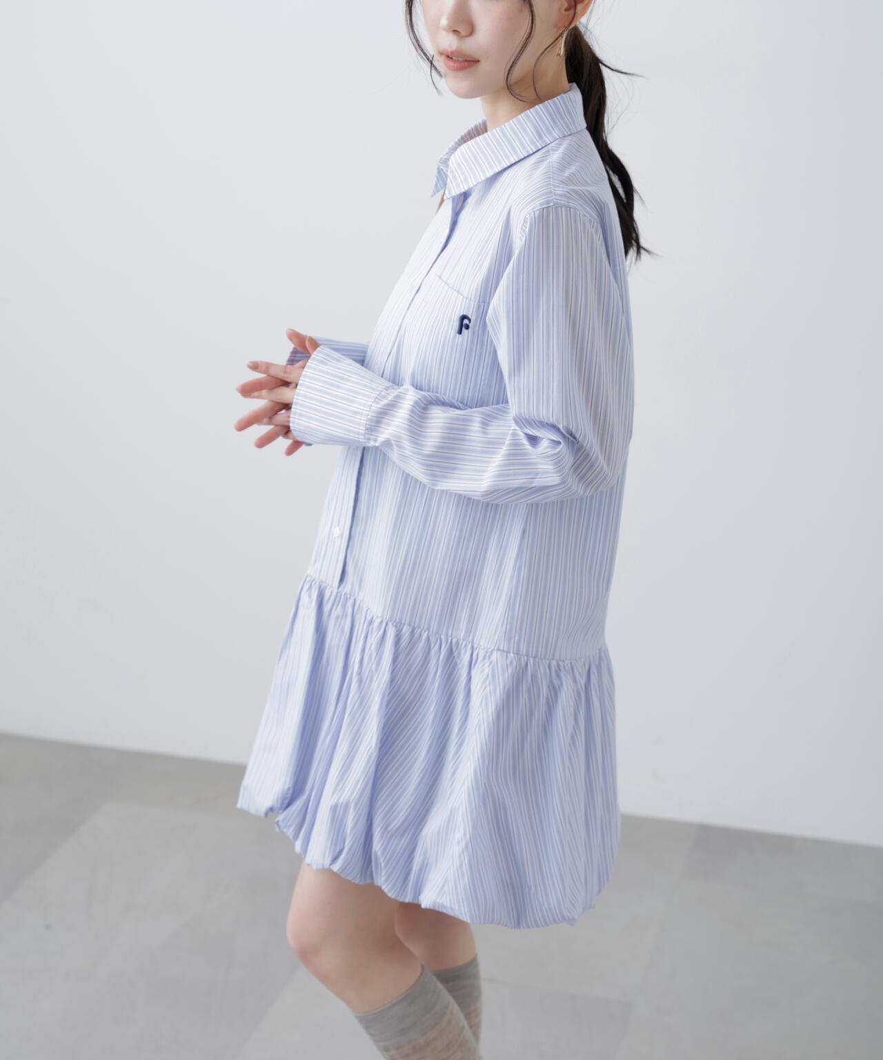 バルーンシャツミニワンピース