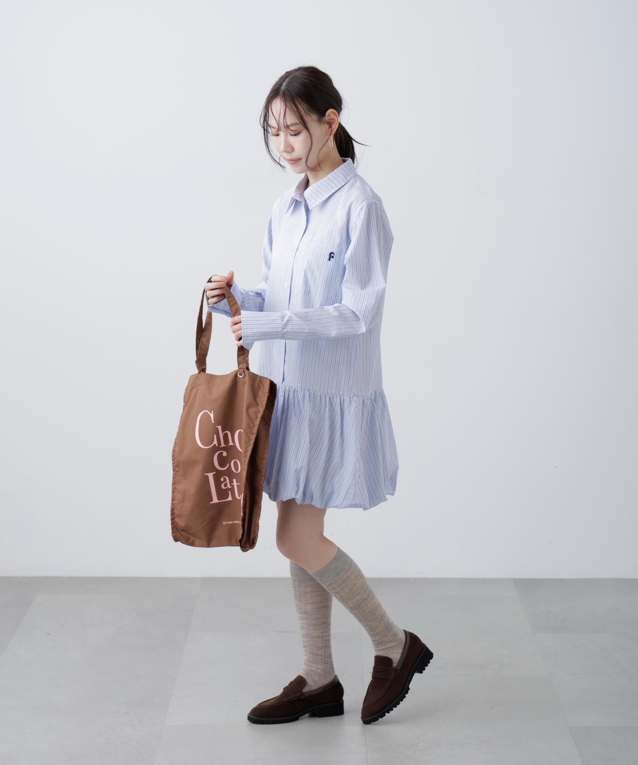 バルーンシャツミニワンピース