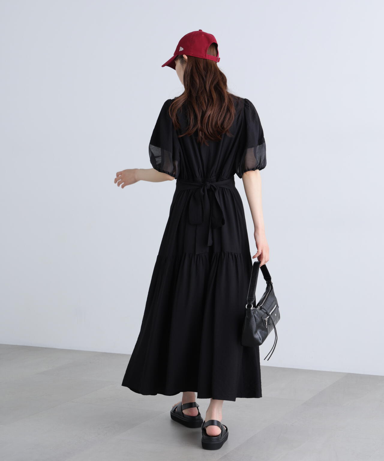 ランタンスリーブバックリボンワンピース