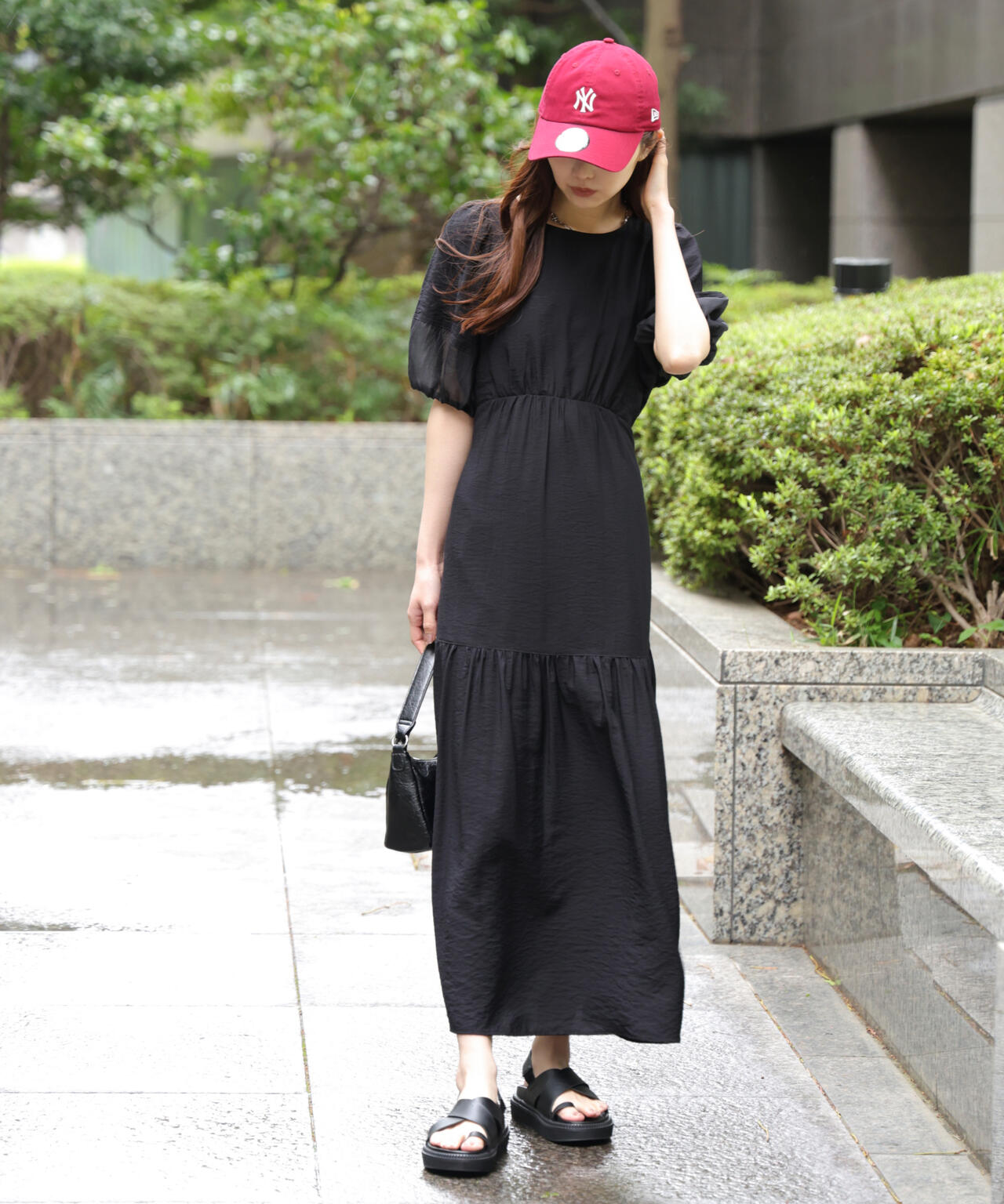 ランタンスリーブバックリボンワンピース