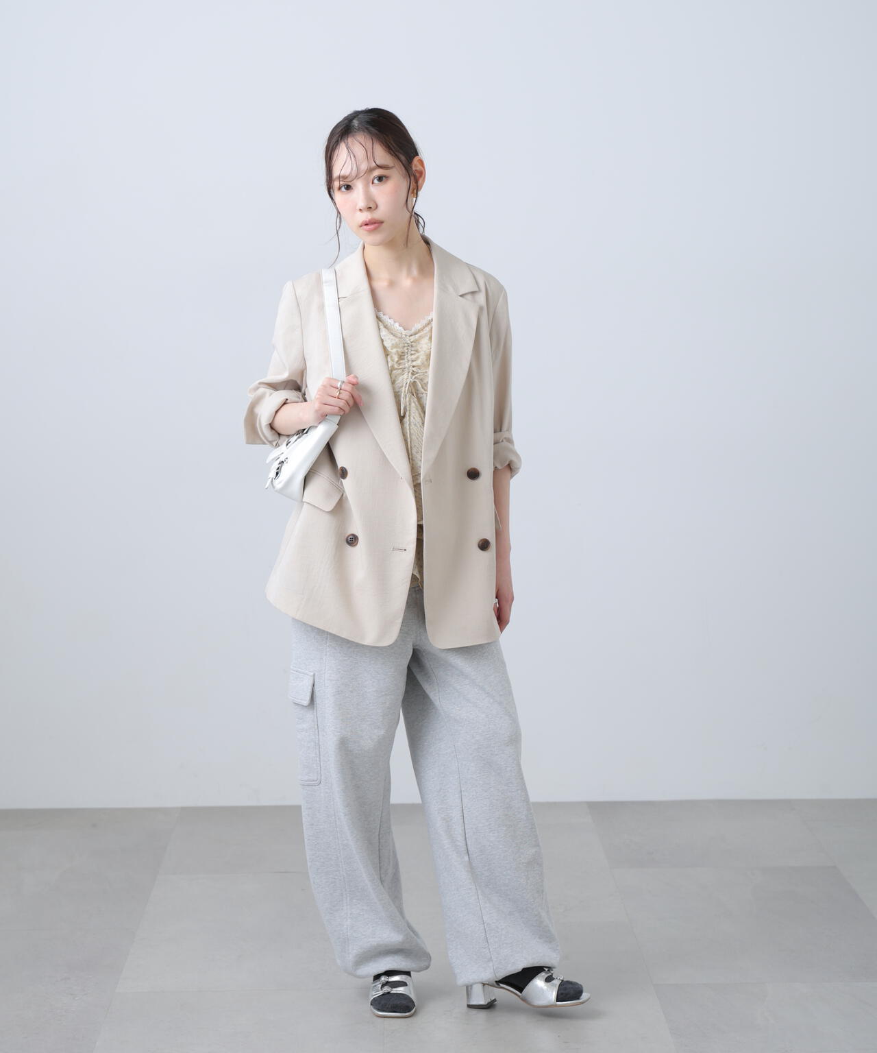 麻調合繊ダブルブレストジャケット