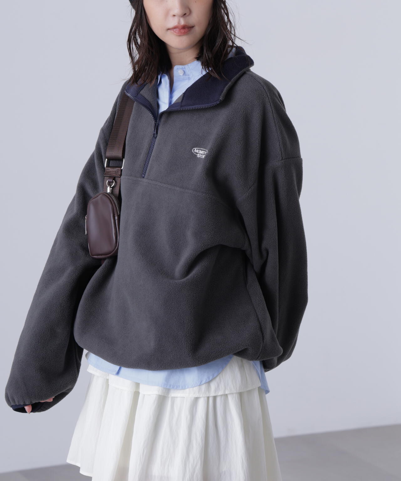 フリースハーフジッププルオーバー