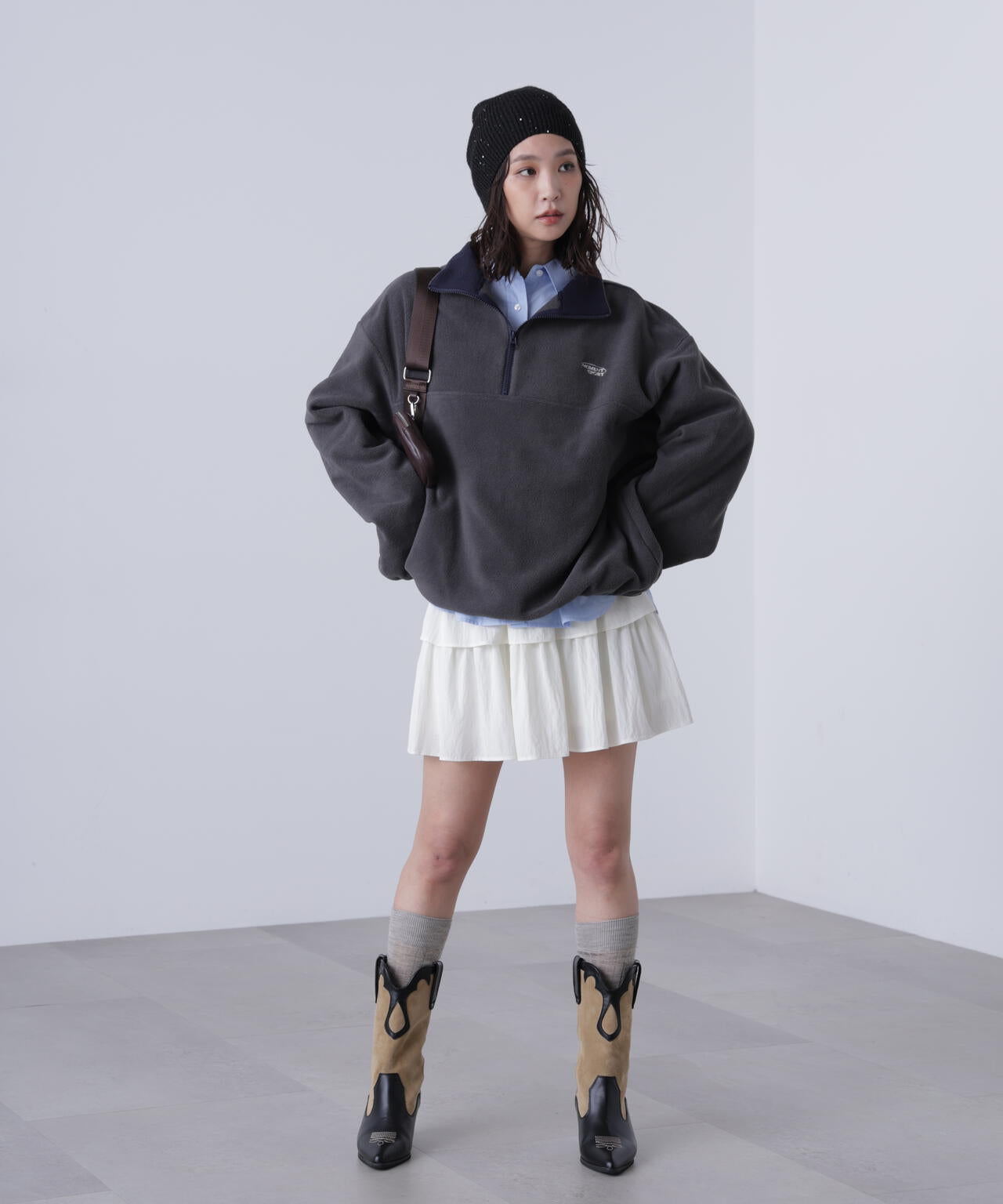 フリースハーフジッププルオーバー