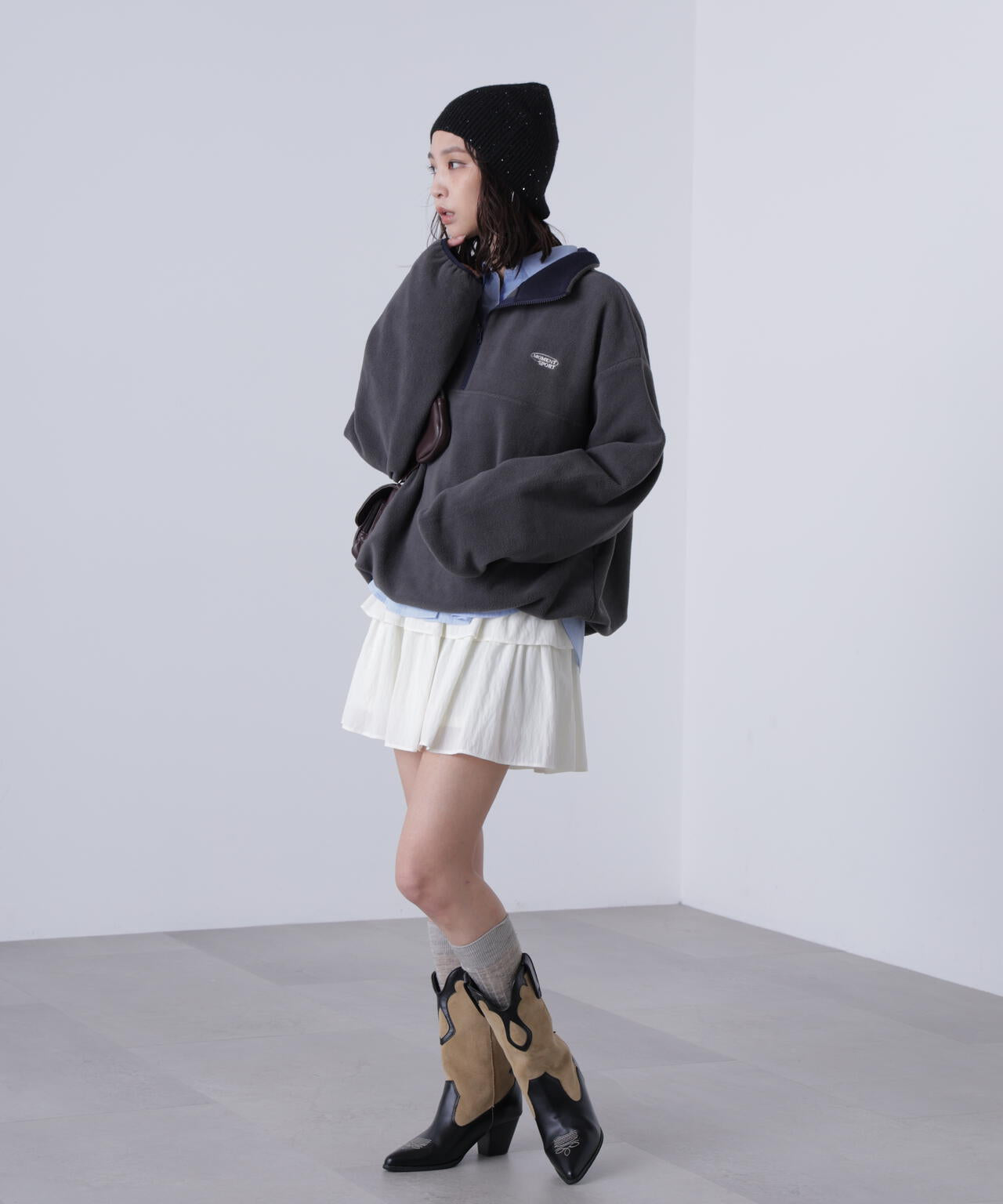 フリースハーフジッププルオーバー