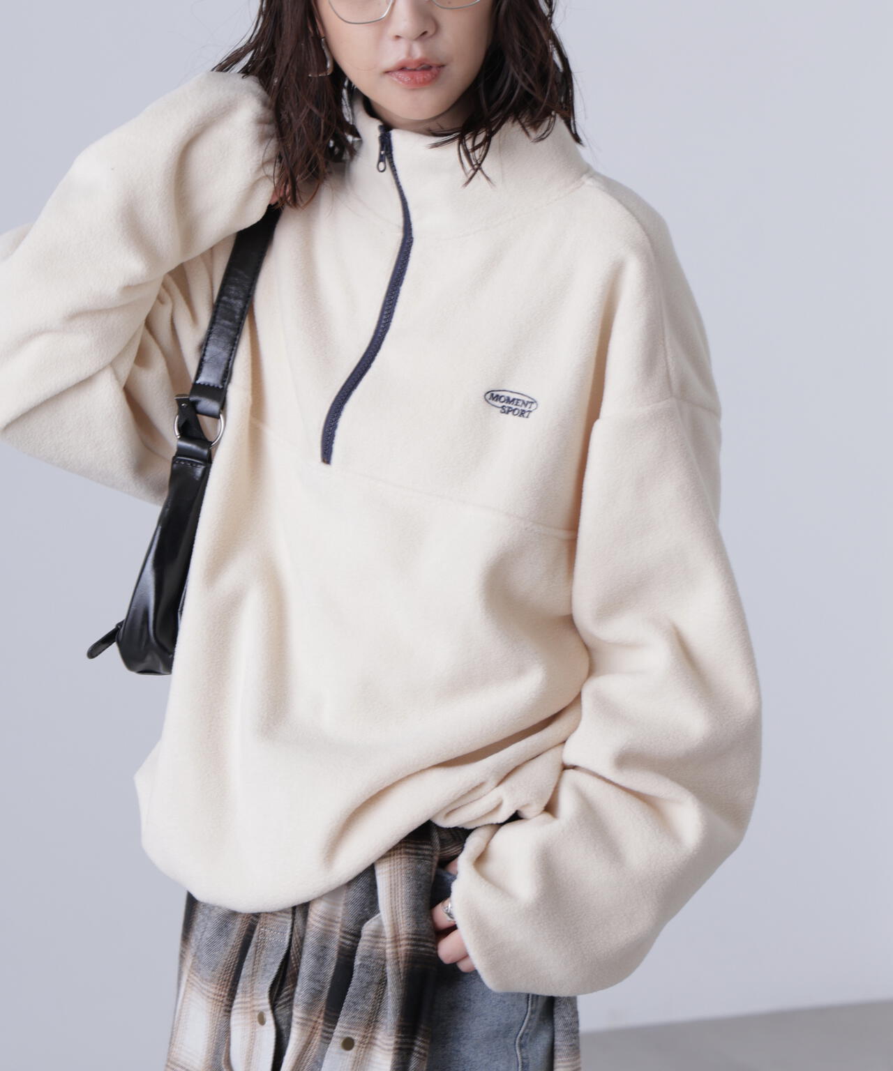 フリースハーフジッププルオーバー