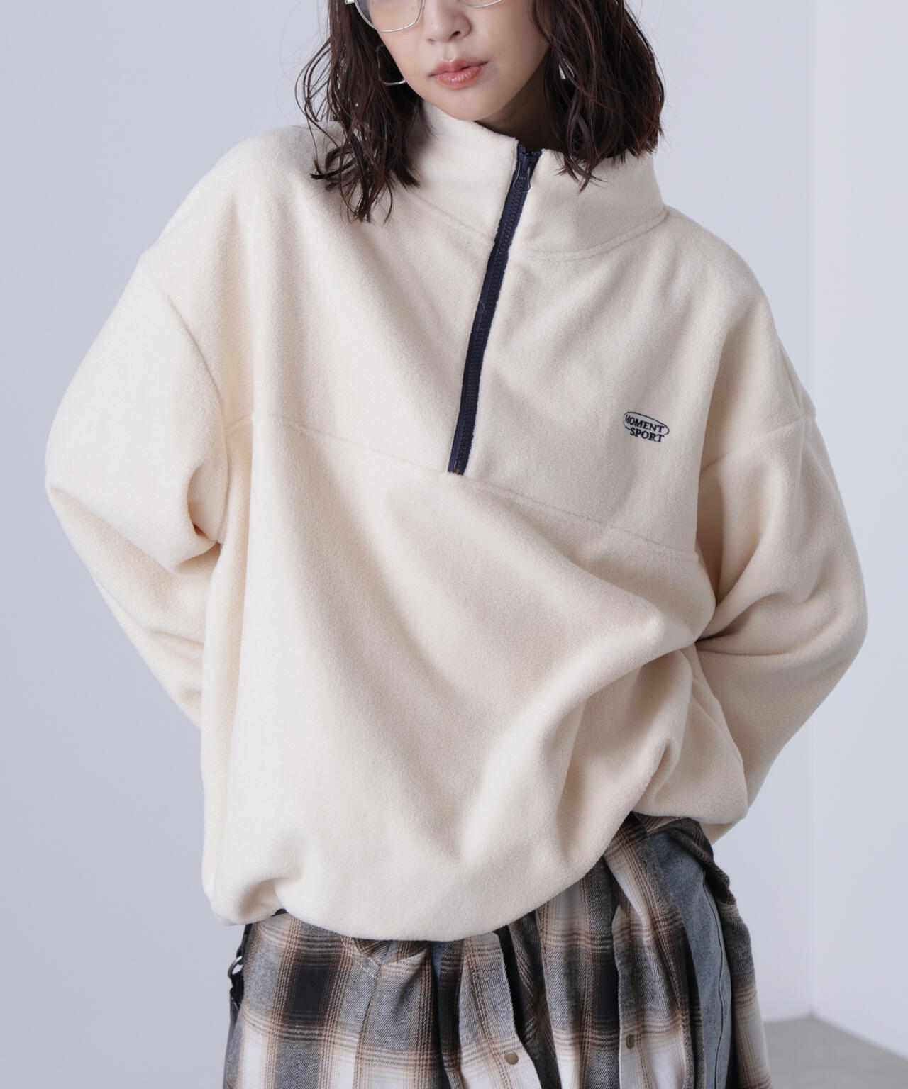 フリースハーフジッププルオーバー