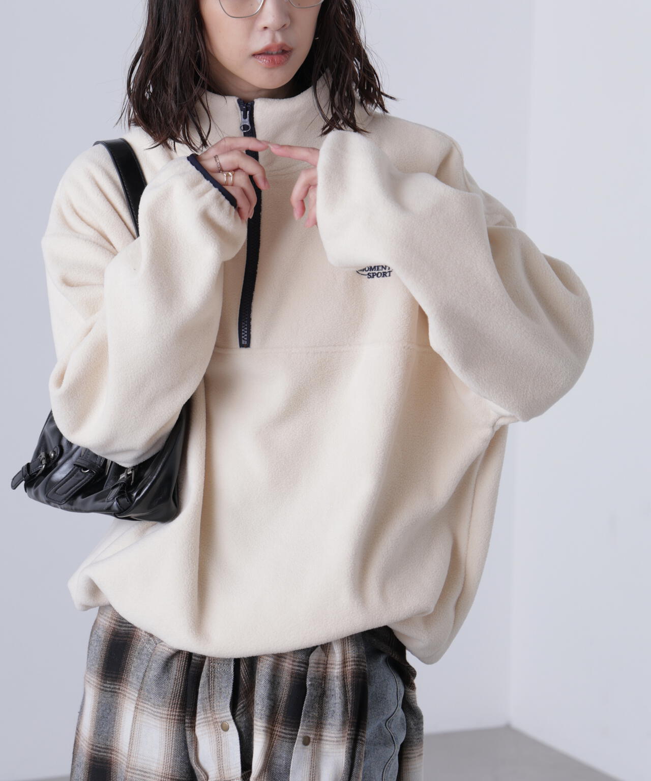 フリースハーフジッププルオーバー