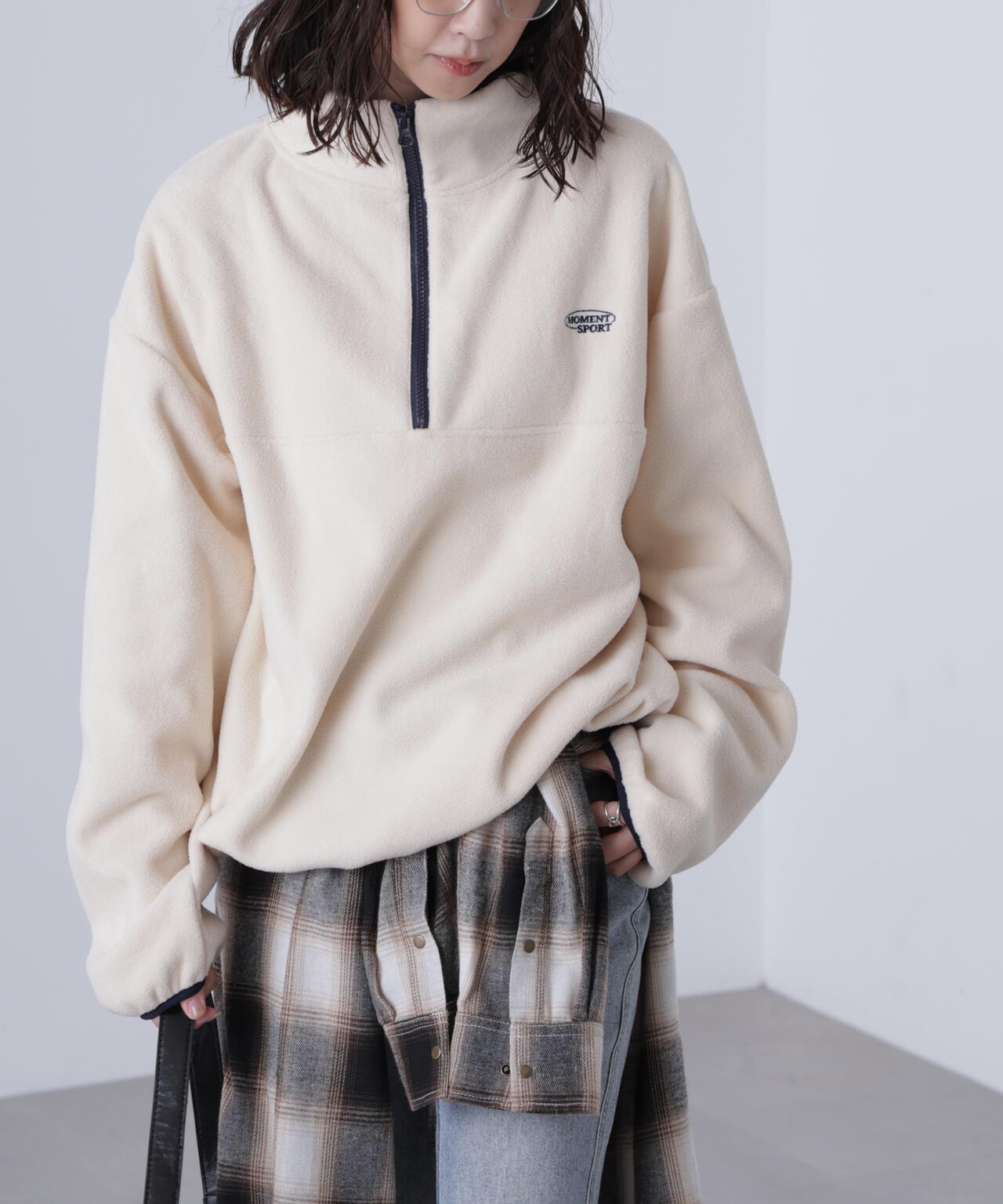 フリースハーフジッププルオーバー