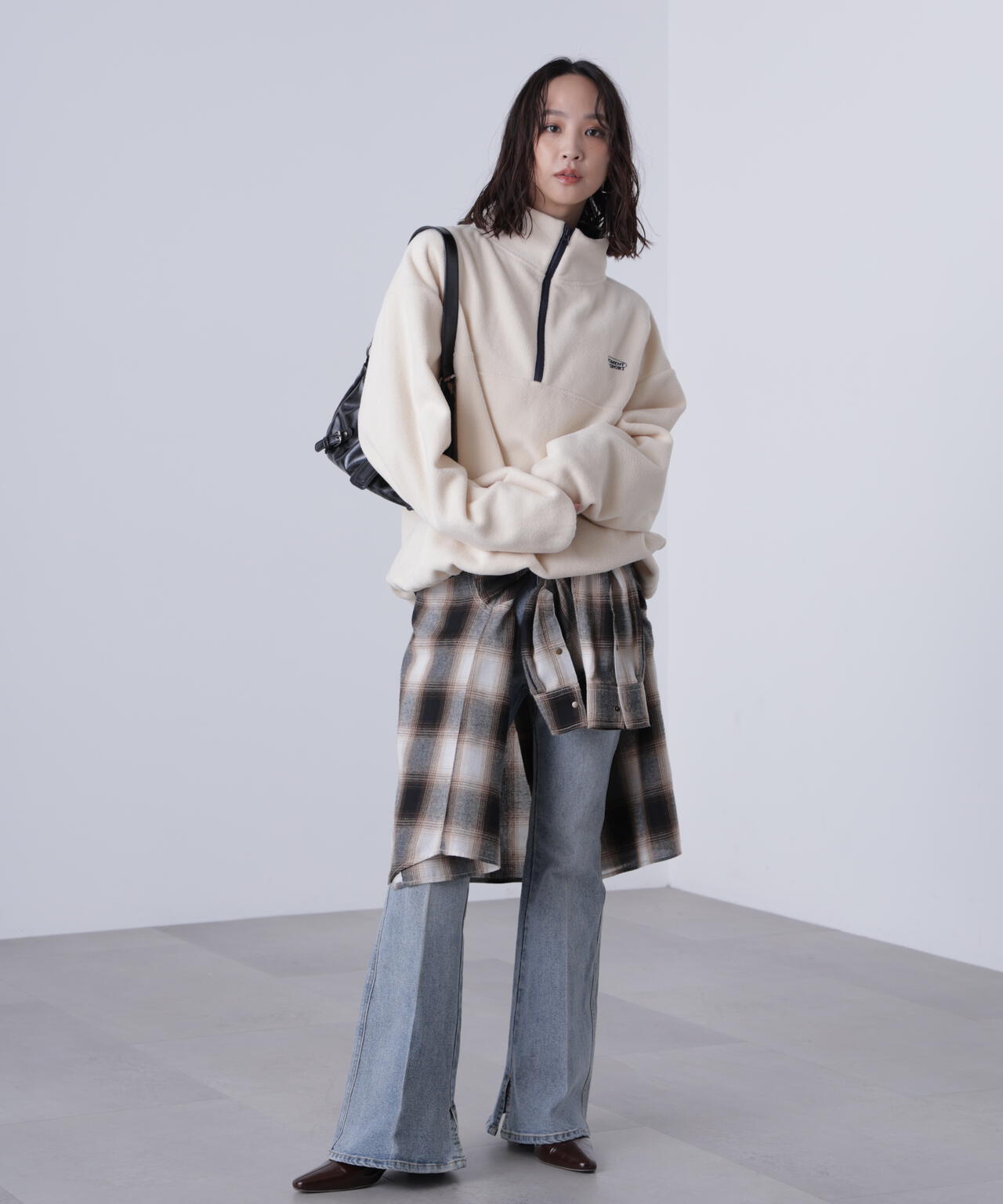 フリースハーフジッププルオーバー