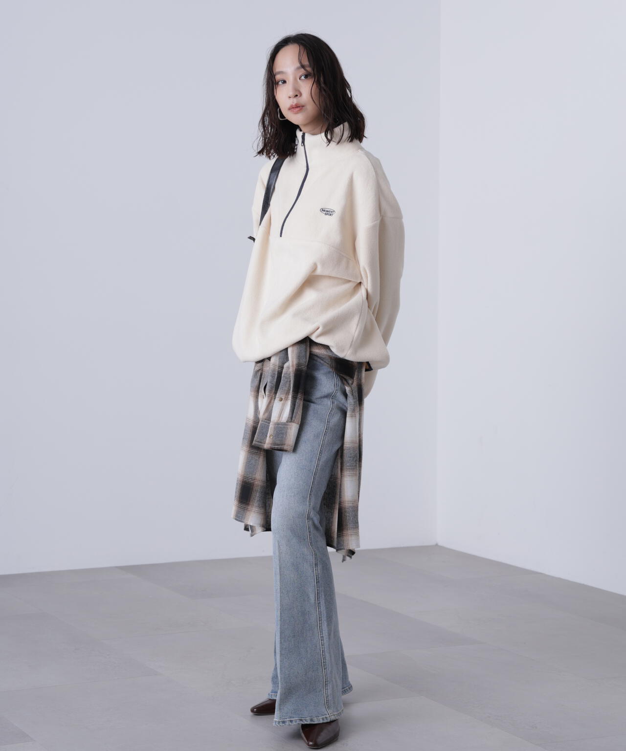 フリースハーフジッププルオーバー