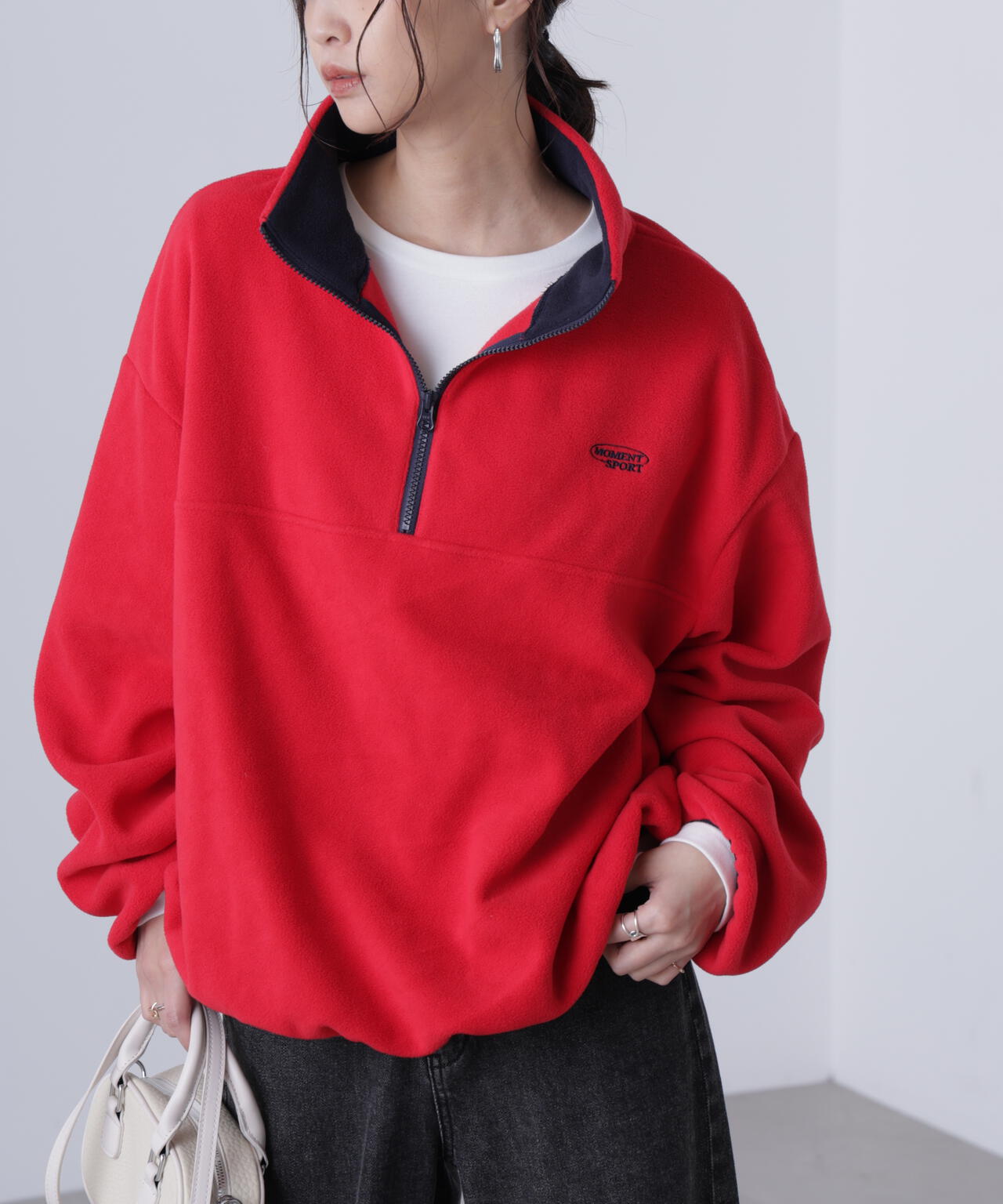 フリースハーフジッププルオーバー