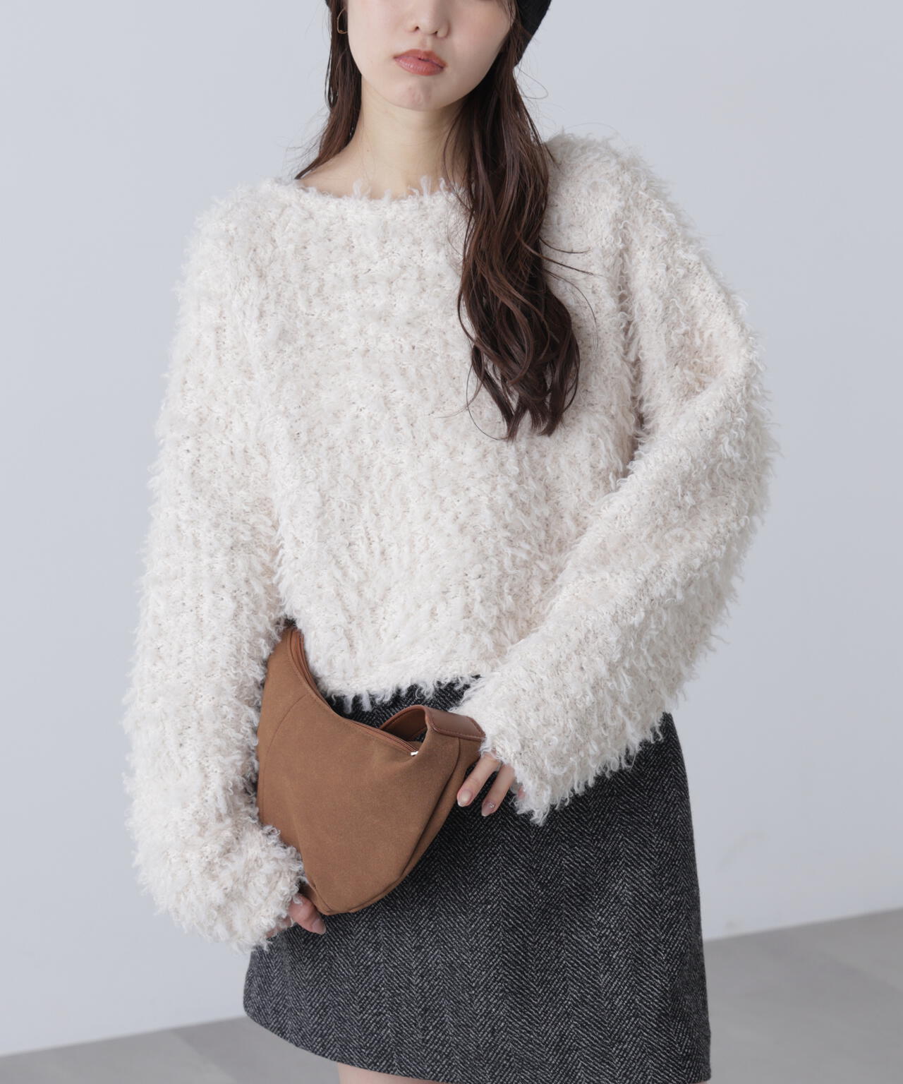 プードルボアショート丈ニットソー