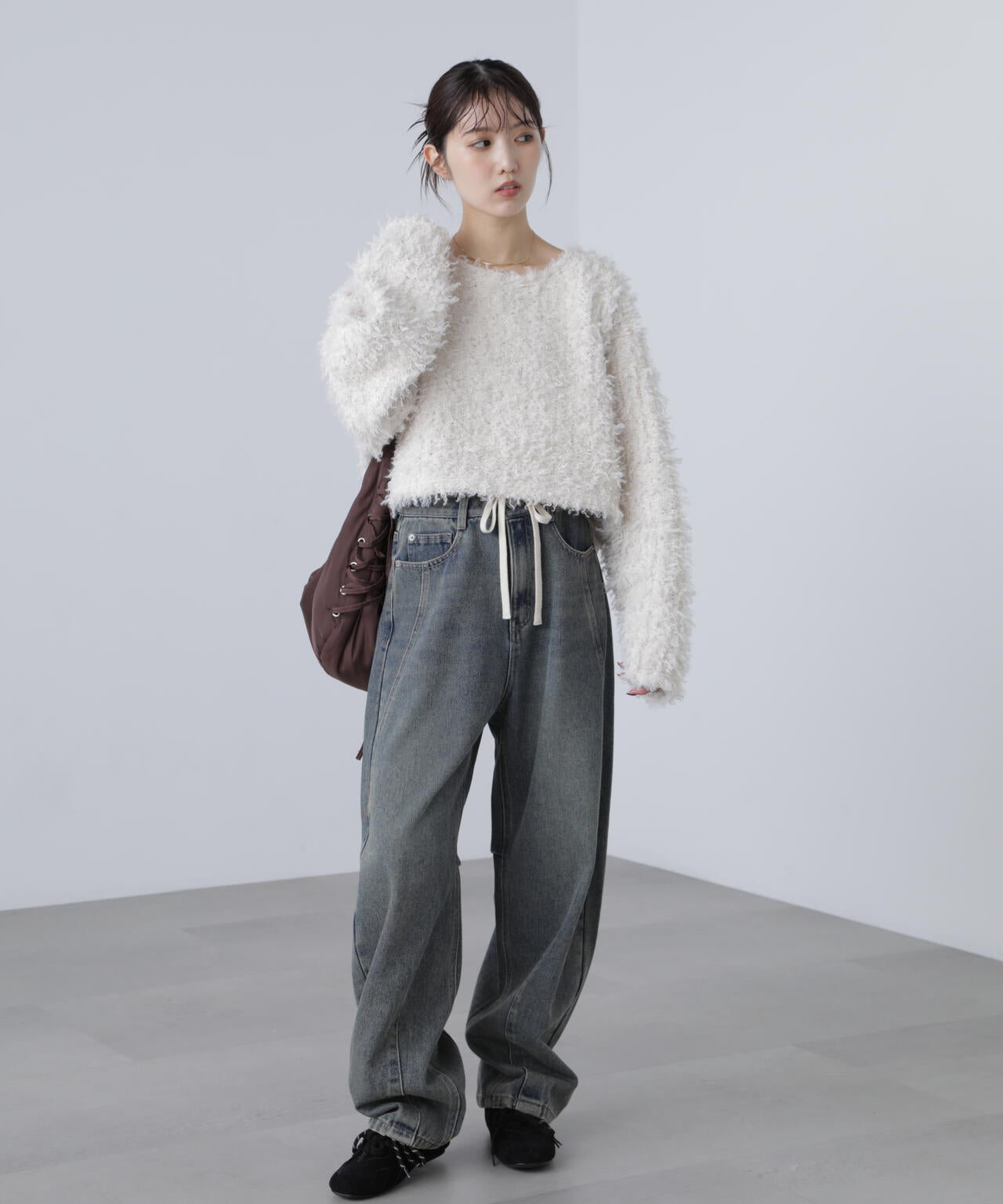 プードルボアショート丈ニットソー