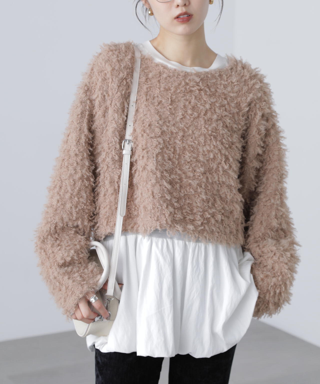 プードルボアショート丈ニットソー