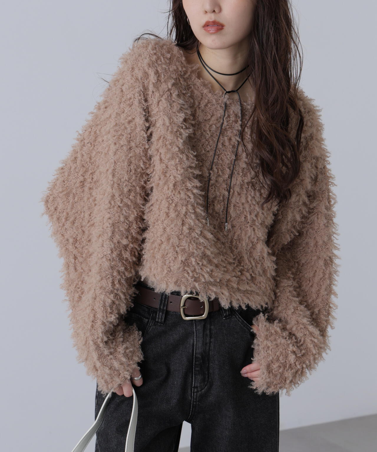 プードルボアショート丈ニットソー