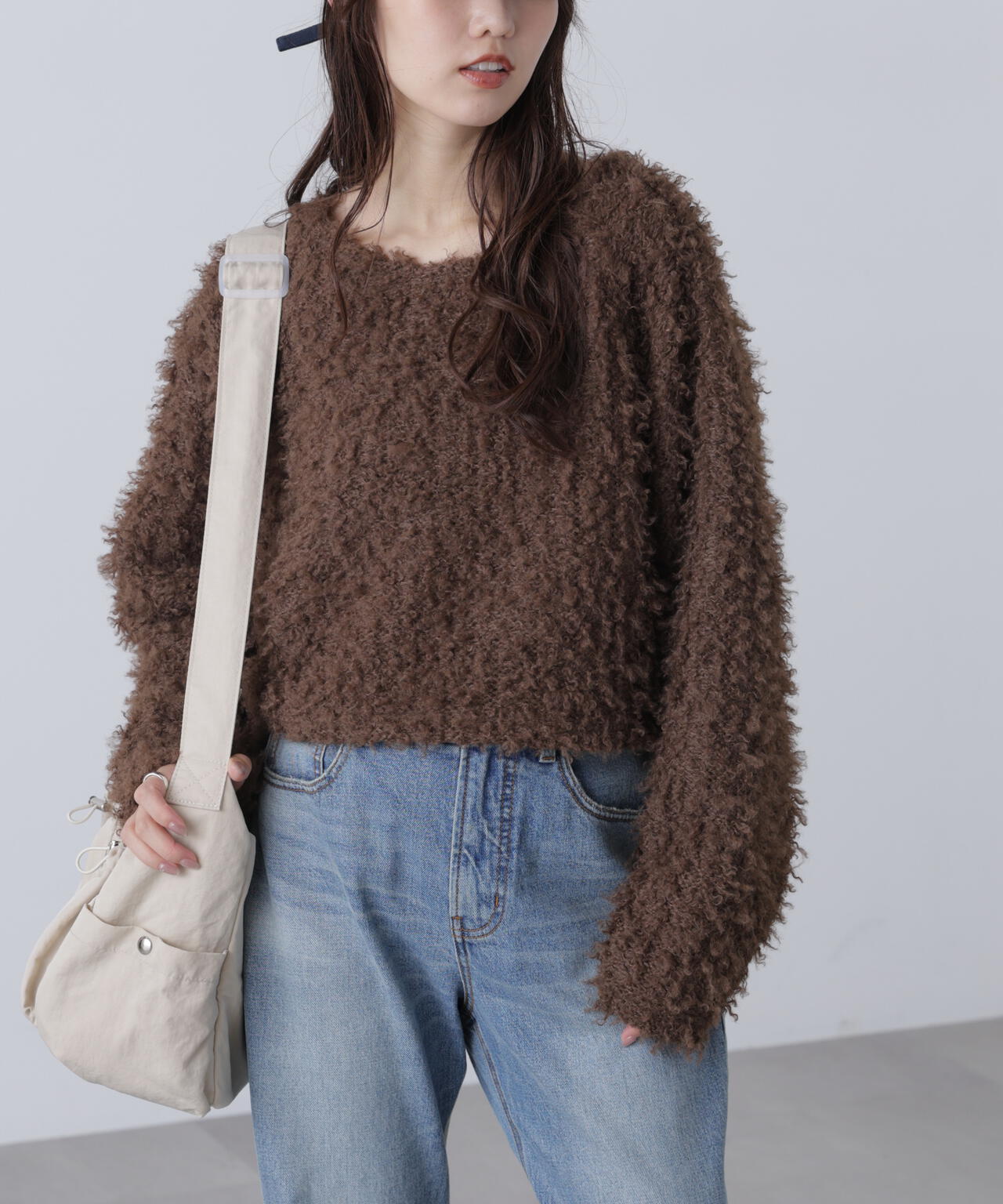 プードルボアショート丈ニットソー