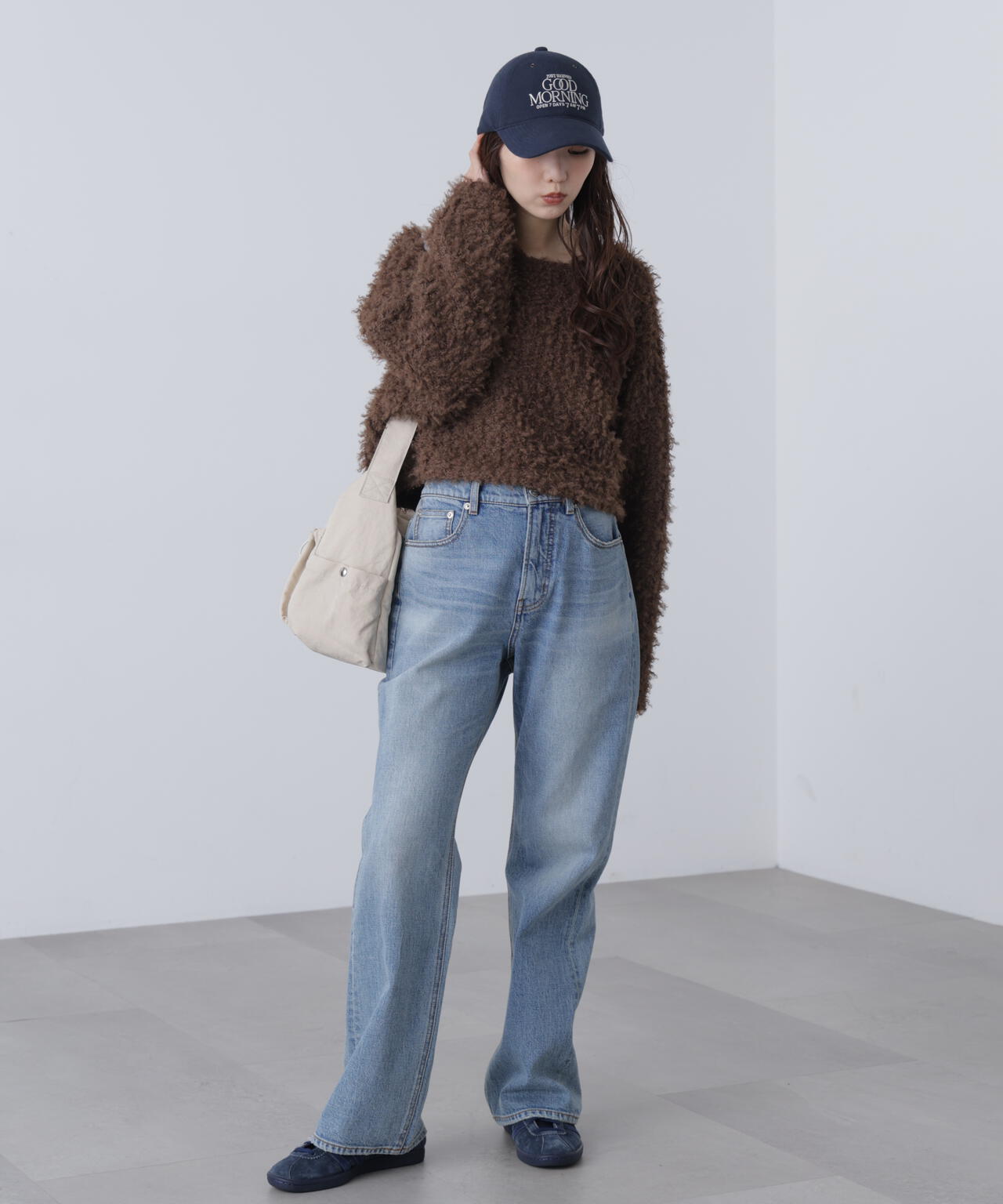 プードルボアショート丈ニットソー