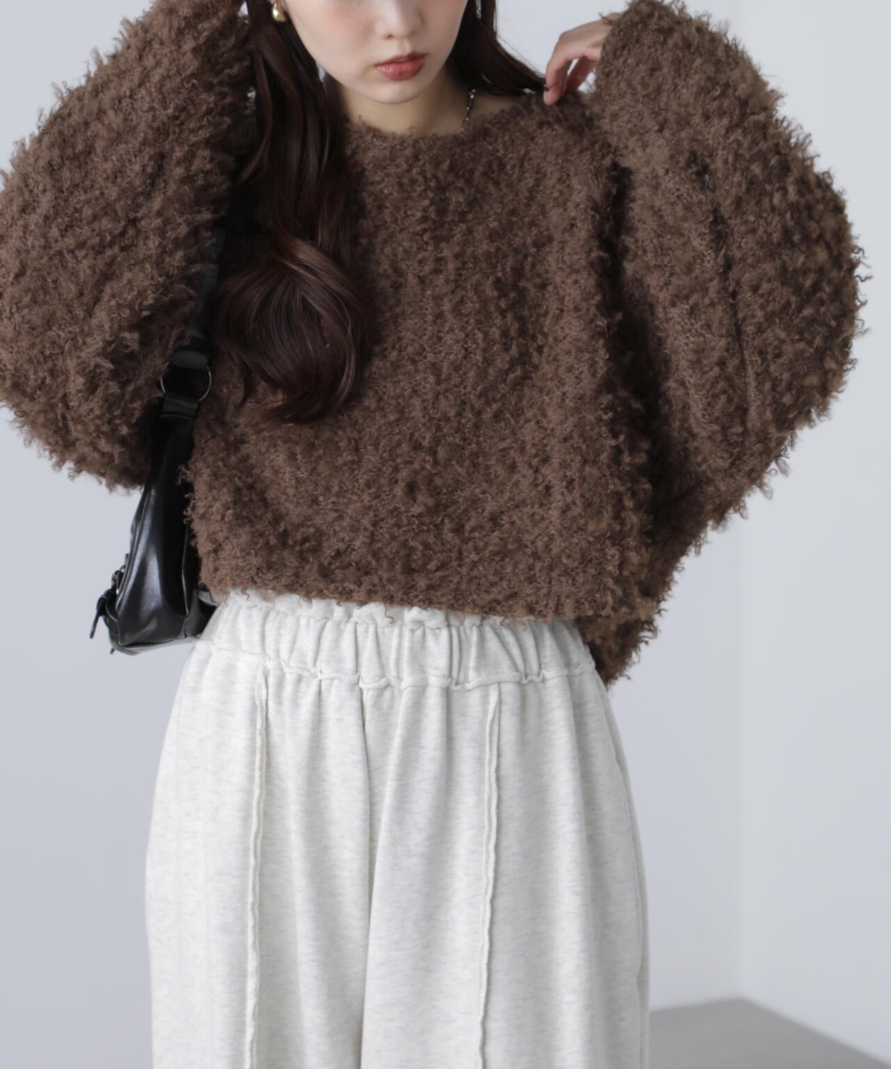 プードルボアショート丈ニットソー