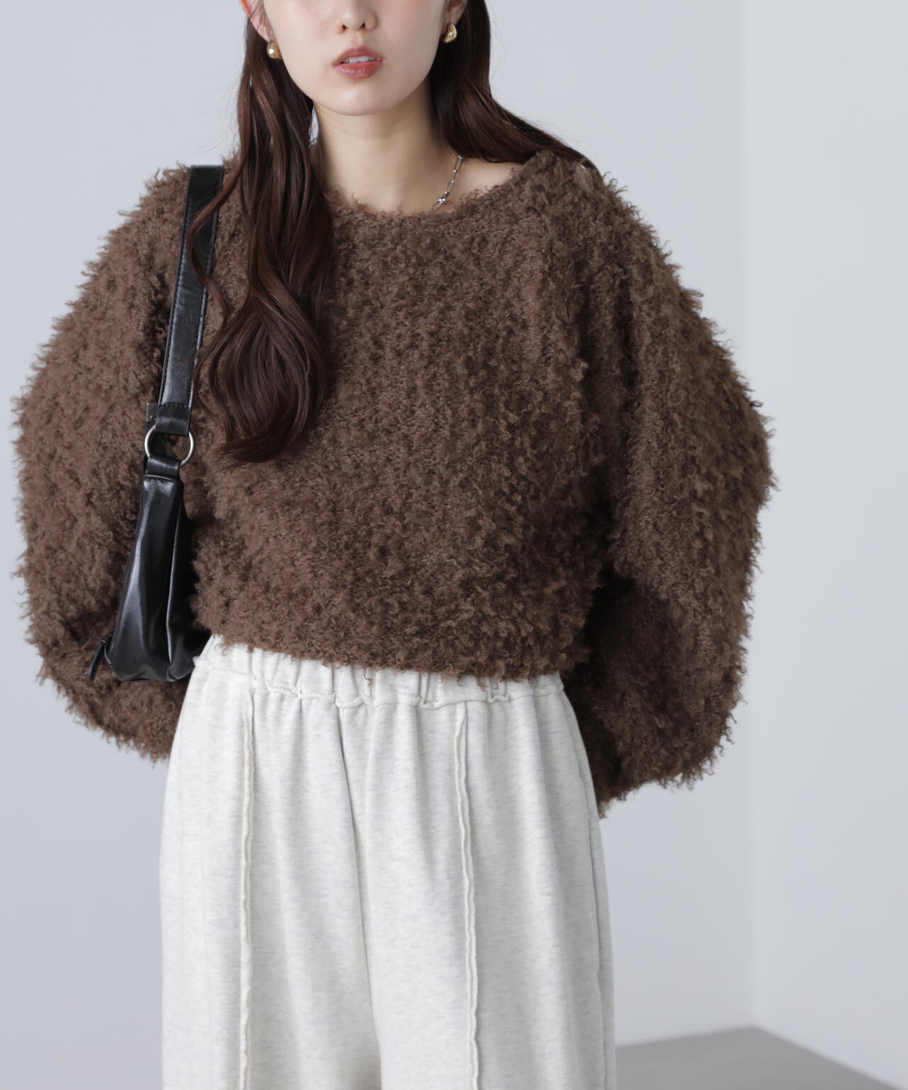 プードルボアショート丈ニットソー