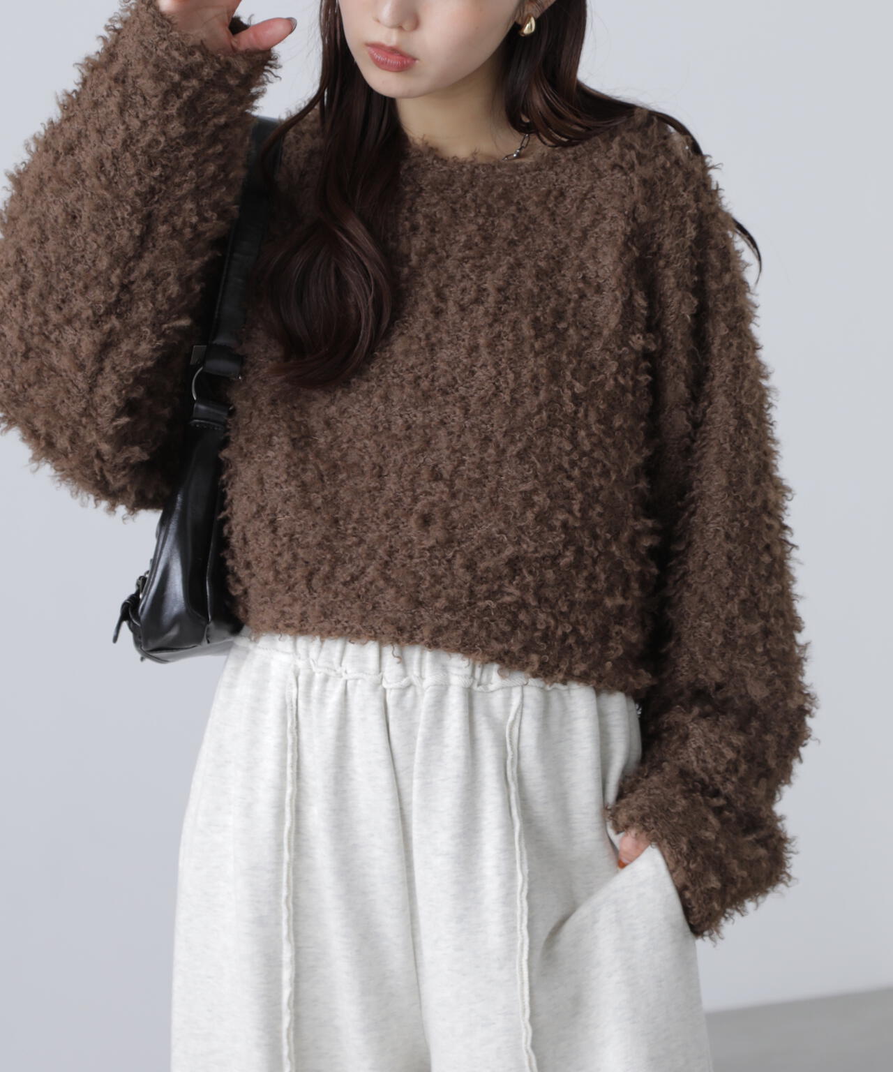 プードルボアショート丈ニットソー